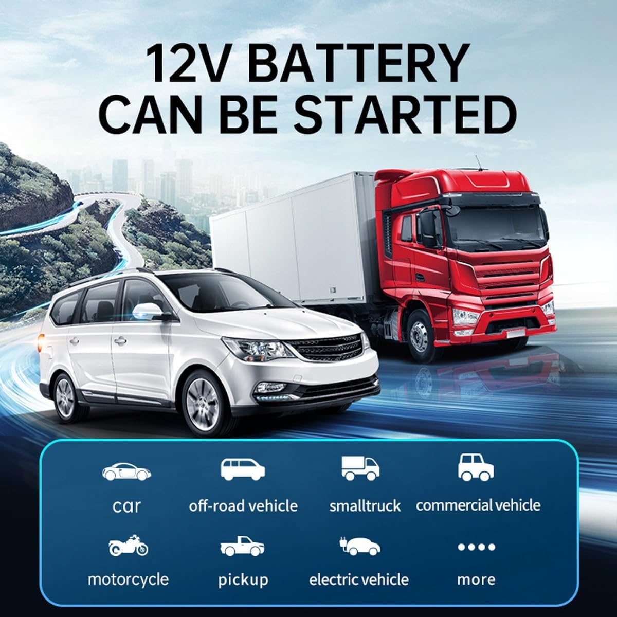 Démarreur Voiture Portable avec Compresseur d'Air